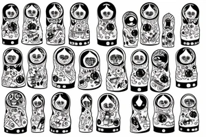 matryoshka with guns and number 13 tattoo idea
