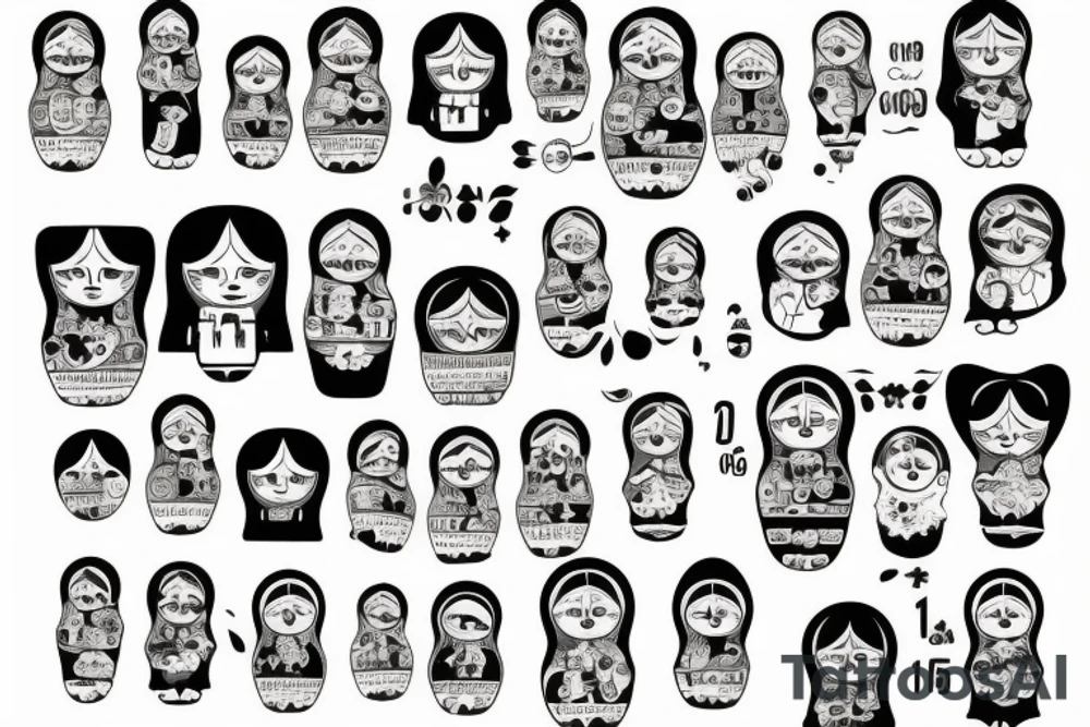 matryoshka with guns and number 13 tattoo idea