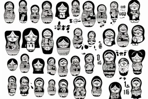matryoshka with guns and number 13 tattoo idea