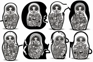 matryoshka with guns and number 13 tattoo idea