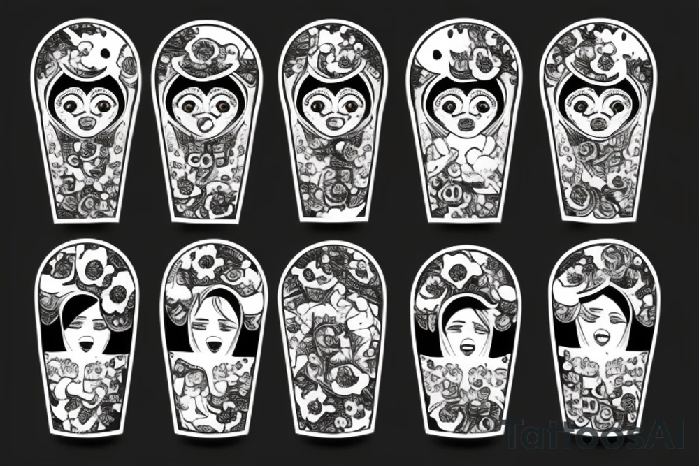 matryoshka with guns and number 13 tattoo idea