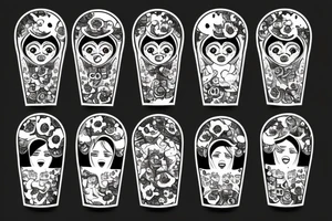 matryoshka with guns and number 13 tattoo idea