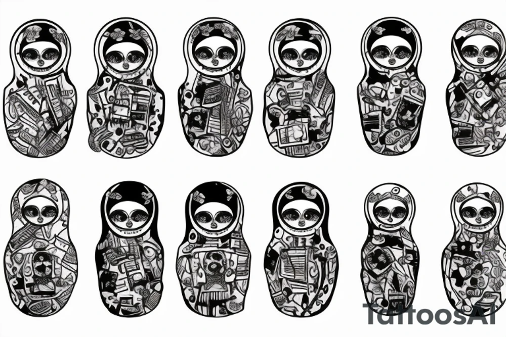 matryoshka with machine gun tattoo idea