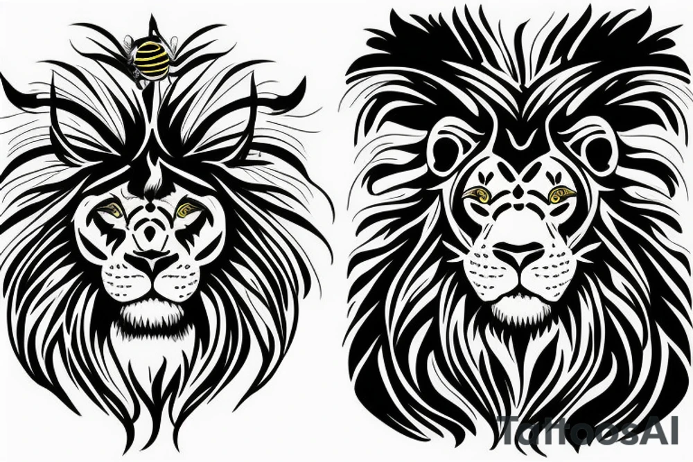 Bumble bee inside the silhouette of a lion mane tattoo idea