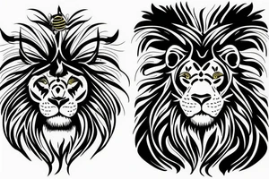 Bumble bee inside the silhouette of a lion mane tattoo idea