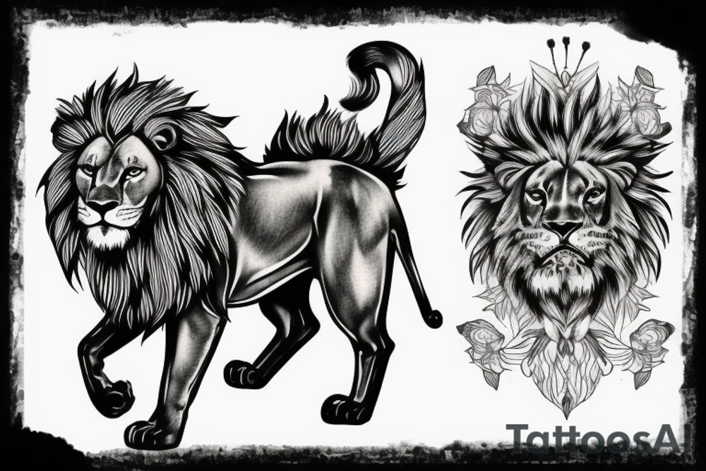 Bumble bee inside the silhouette of a lion mane tattoo idea