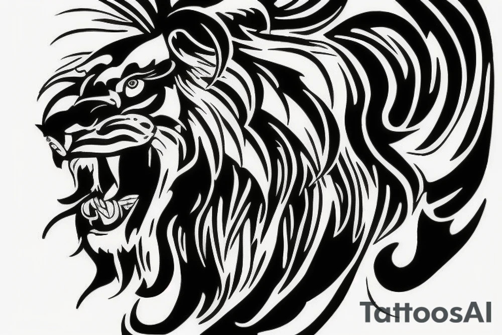 Bumble bee inside the silhouette of a lion mane tattoo idea