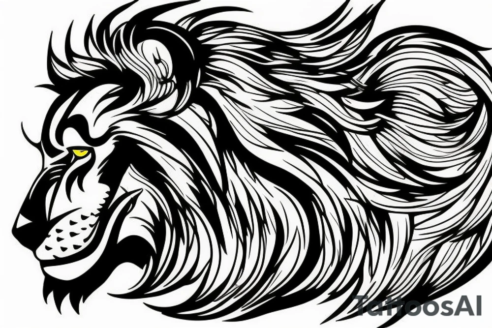 Bumble bee inside the silhouette of a lion mane tattoo idea