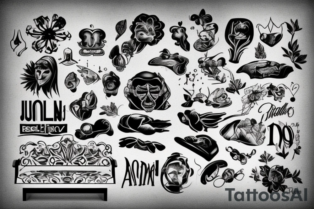 a bench on the top of a hill tattoo idea