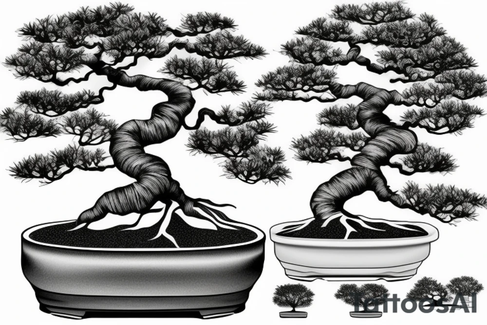 bonsai tree with roots tattoo idea