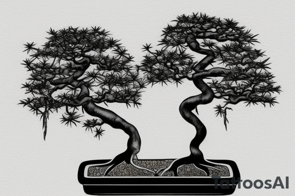 bonsai tree with roots tattoo idea