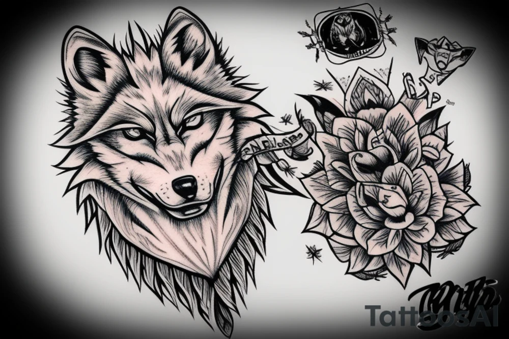angry wolf tattoo idea