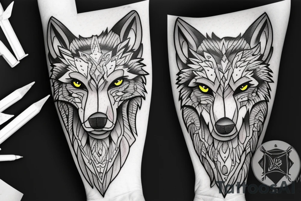 angry wolf tattoo idea