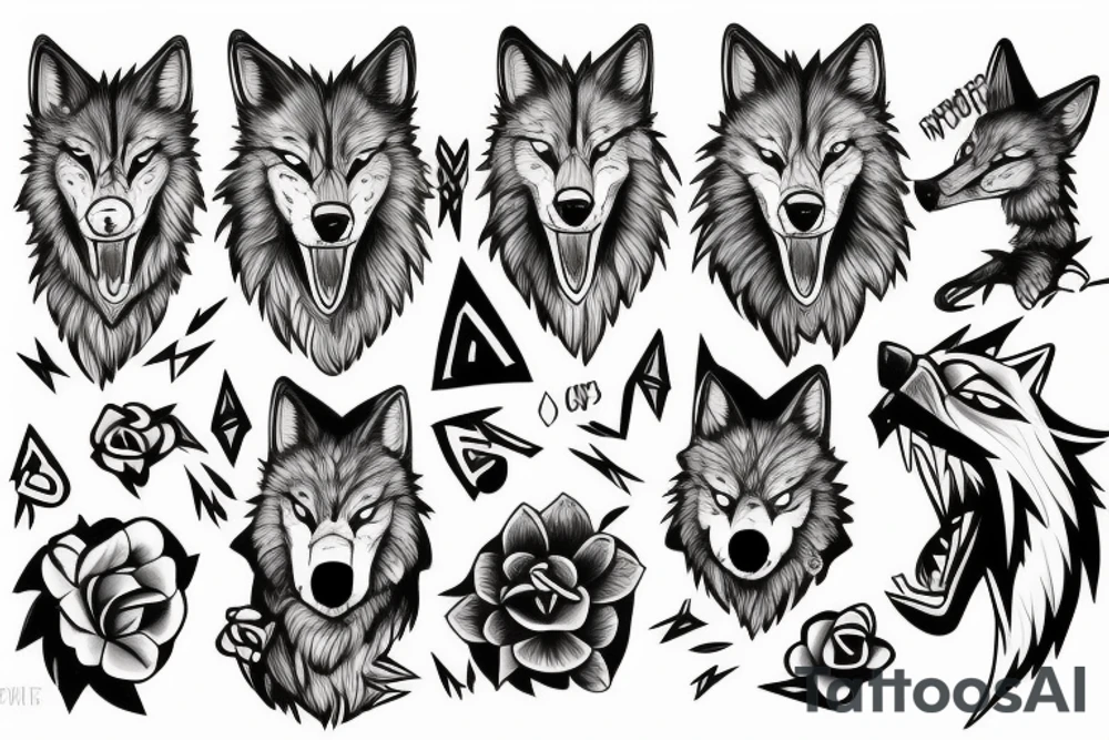 angry wolf tattoo idea