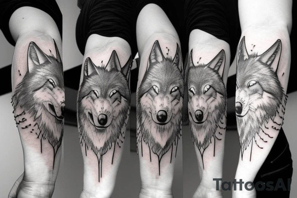 angry wolf sketch art tattoo idea