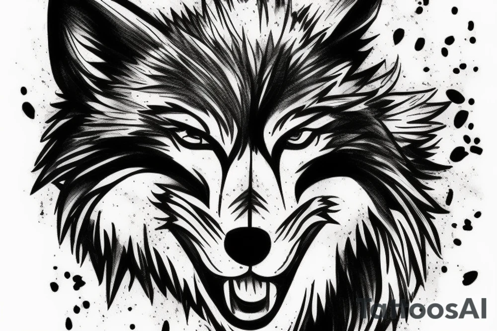 angry wolf sketch art tattoo idea