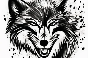 angry wolf sketch art tattoo idea