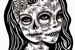 santa muerte woman face tattoo idea