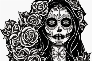santa muerte woman face tattoo idea