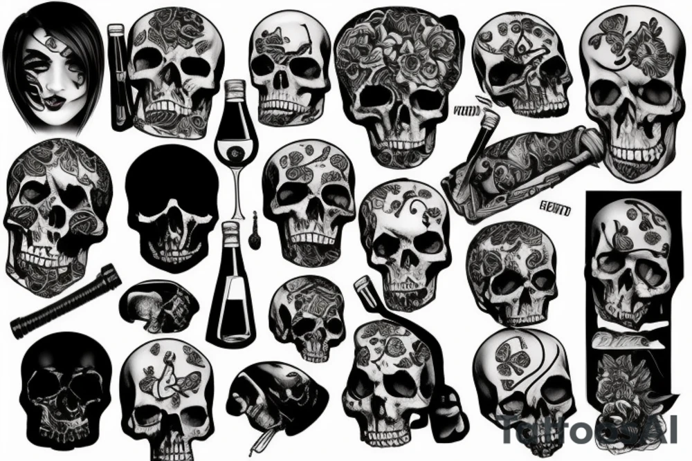 Death from alcohol tattoo idea