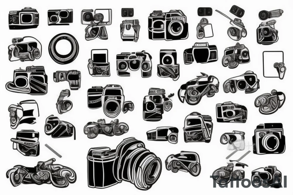 camera , motorbikes ,football , computer tattoo idea