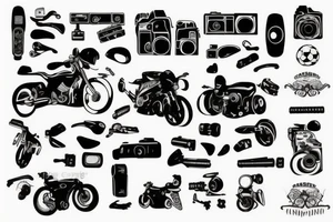 camera , motorbikes ,football , computer tattoo idea