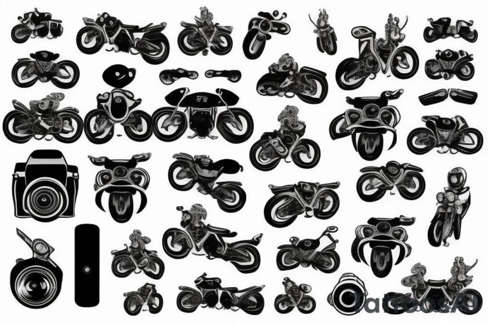 camera , motorbikes tattoo idea