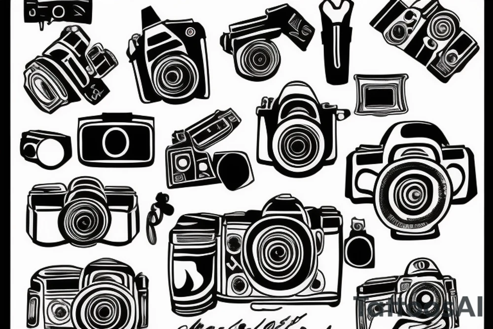camera , motorbikes tattoo idea