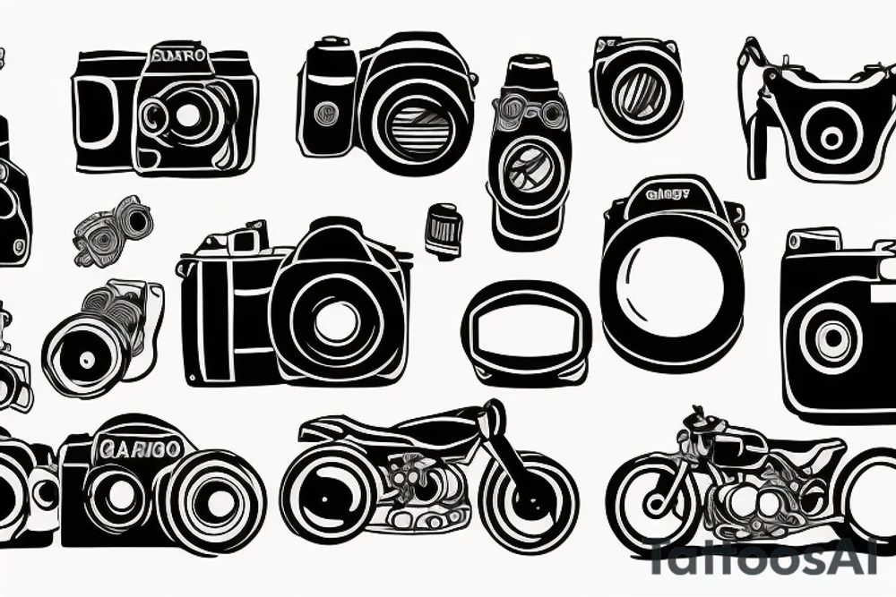 camera , motorbikes tattoo idea