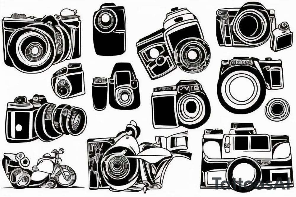 camera , motorbikes tattoo idea