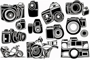 camera , motorbikes tattoo idea