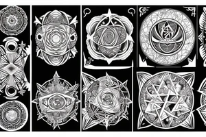 7 levels of consciousness, 7 planes of consciousness, circles, symmetry tattoo idea