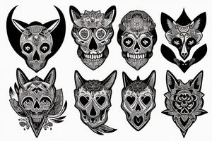 Neo traditional fox with skull tattoo idea