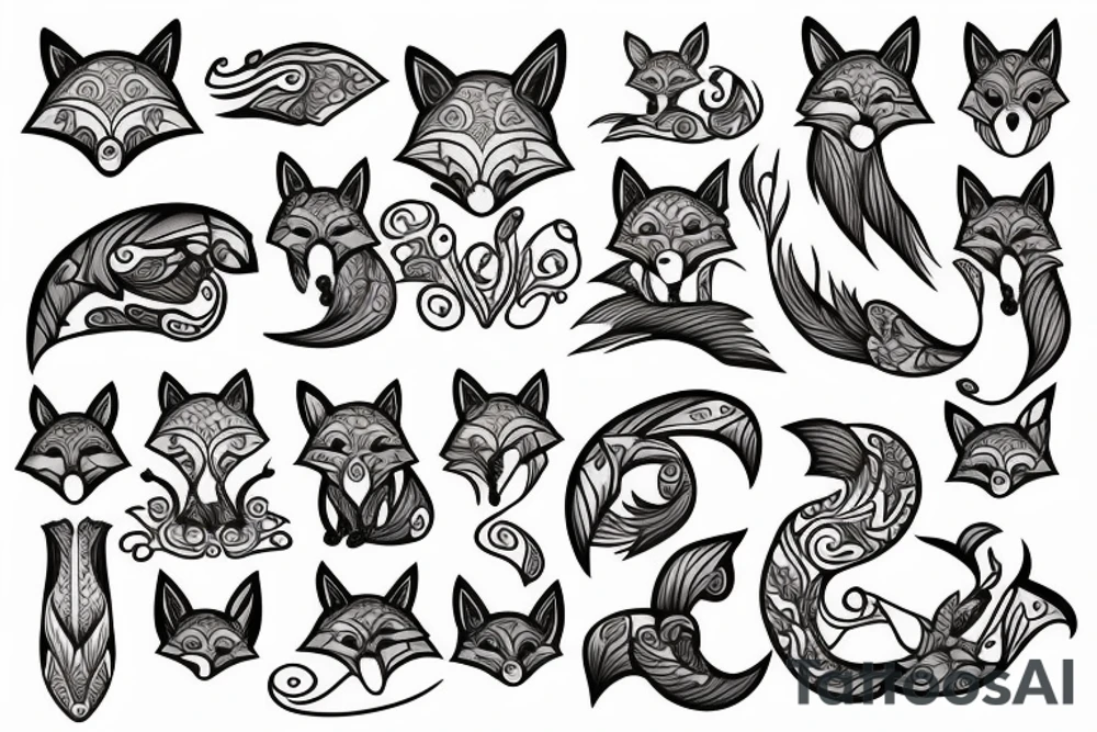 Neo traditional fox tattoo idea