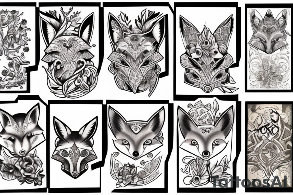 Neo traditional fox tattoo idea