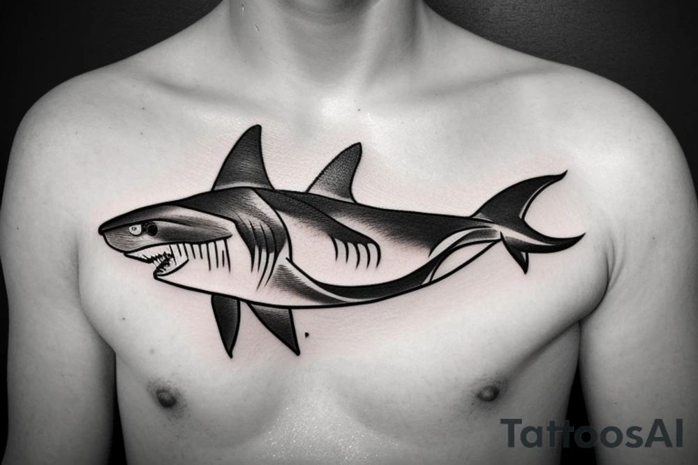 shark swimming in water tattoo idea