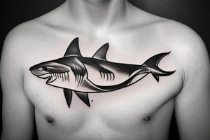 shark swimming in water tattoo idea