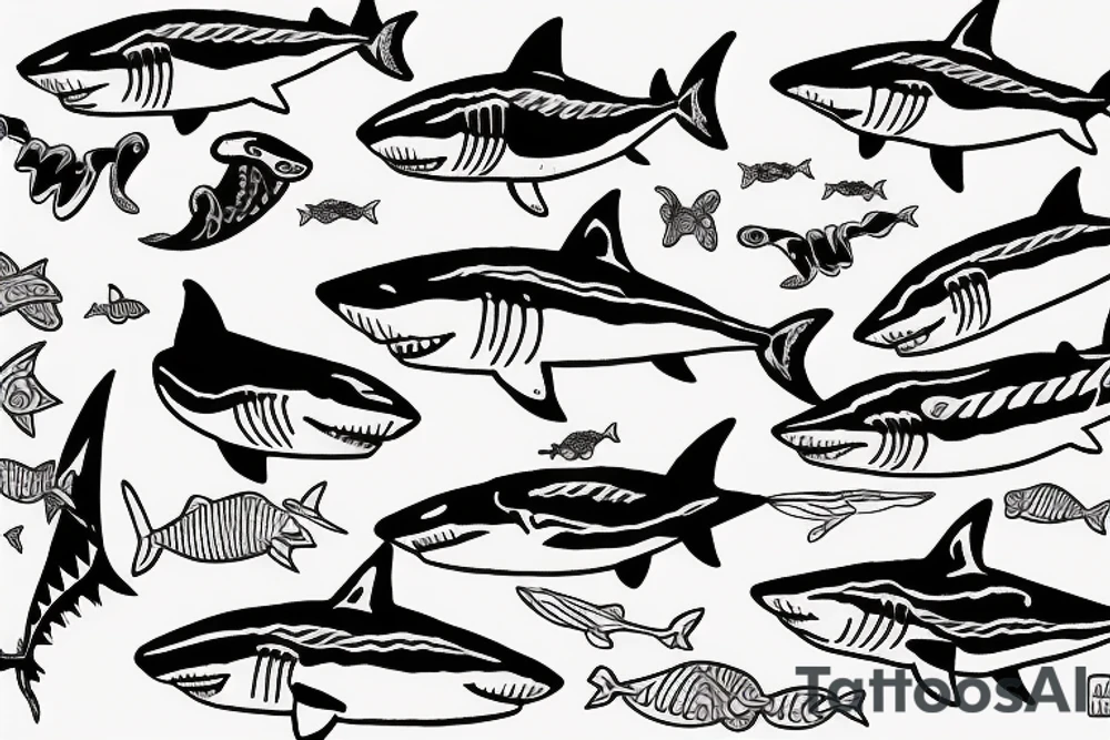 shark swimming in water tattoo idea