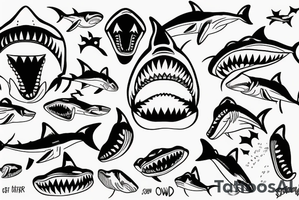 shark looking at you with its mouth wide open ready to bite tattoo idea