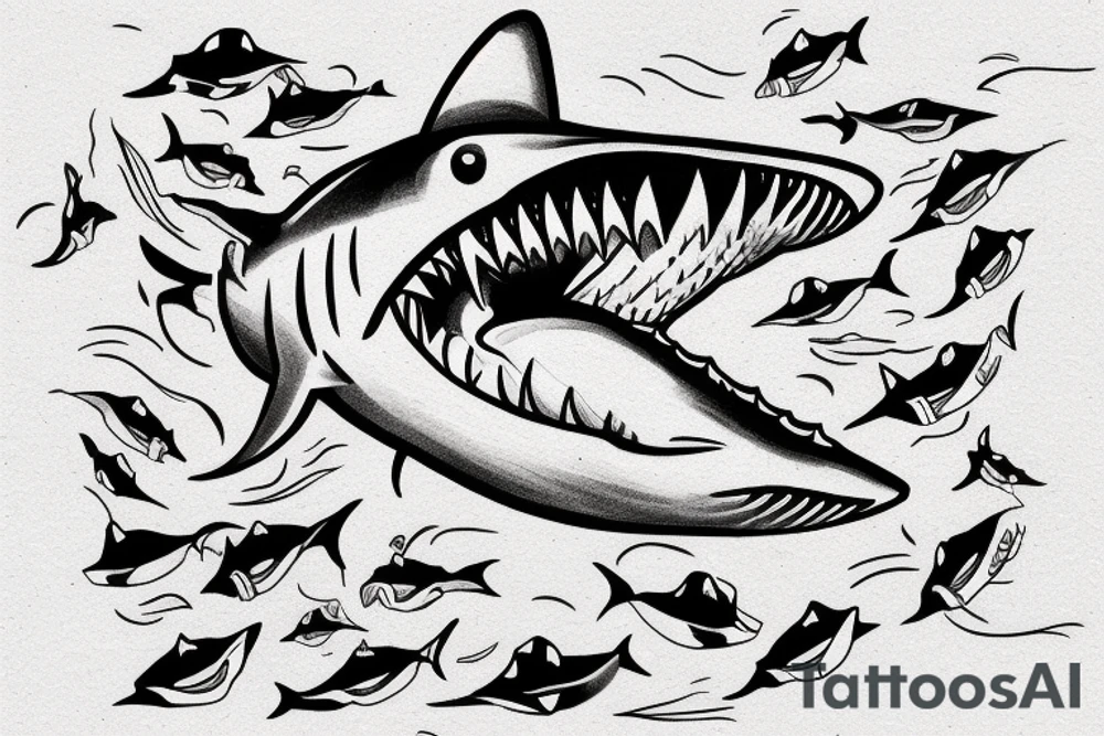 shark swimming with its mouth wide open tattoo idea
