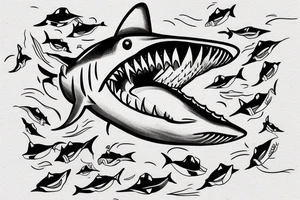 shark swimming with its mouth wide open tattoo idea