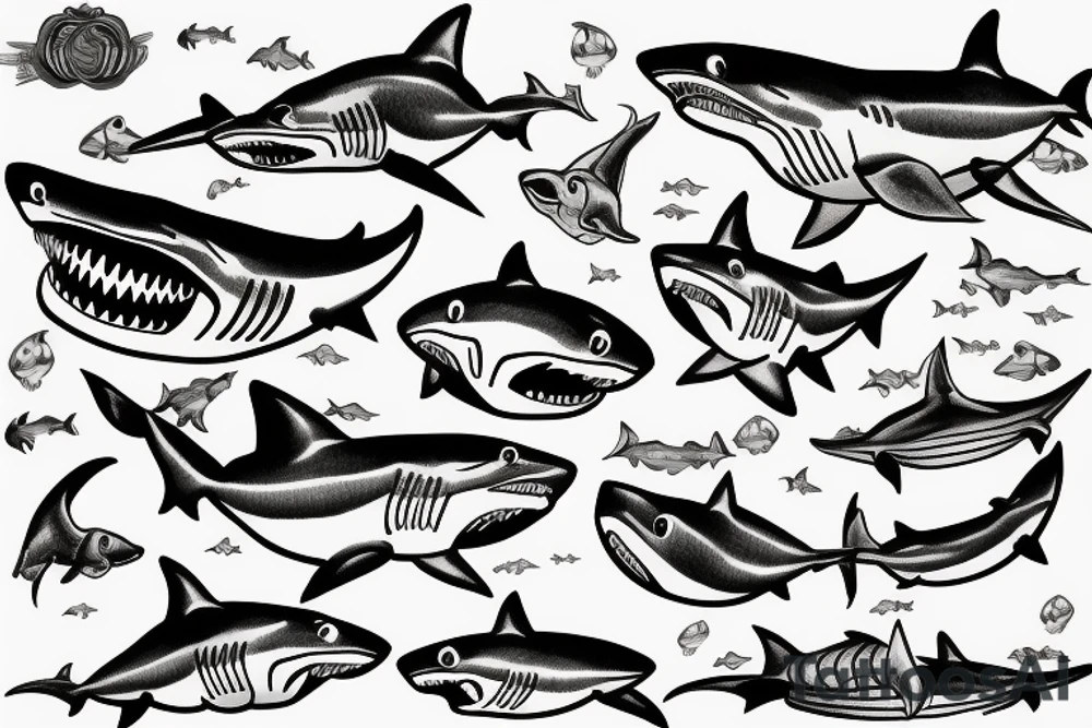 shark swimming with its mouth wide open tattoo idea