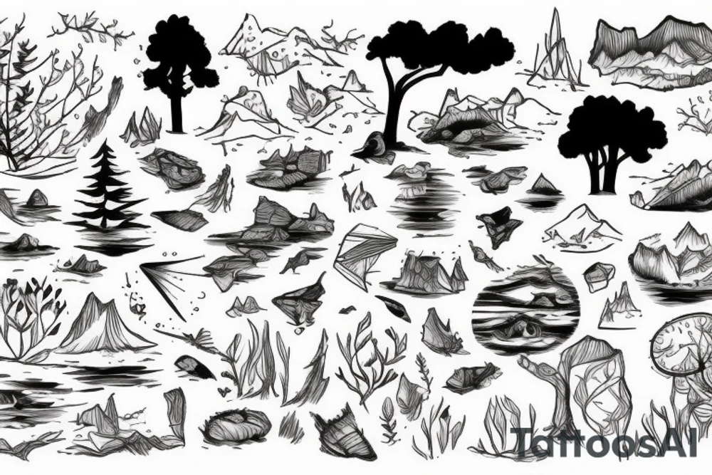 a lake in the forest tattoo idea