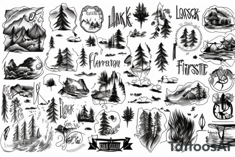 a lake in the forest tattoo idea