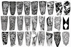 water, geometric, tattoo art, wrist sleeve, black and white tattoo idea