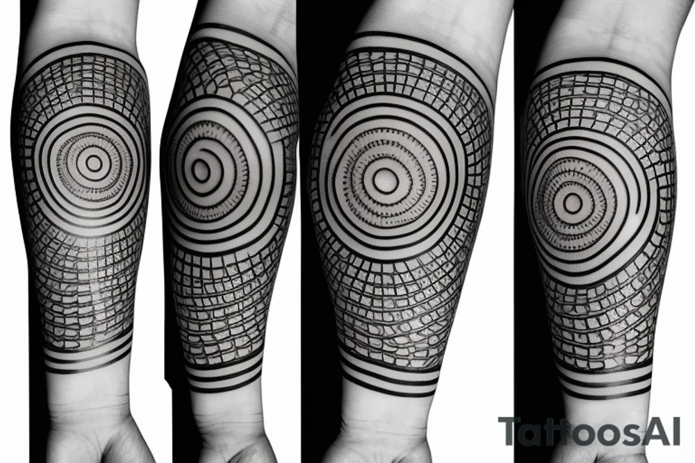 peaceful, circular, tattoo art, wrist sleeve, black and white tattoo idea