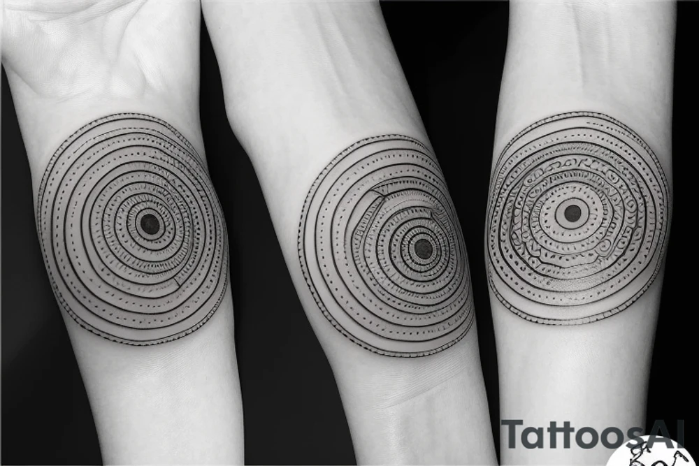 peaceful, circular, tattoo art, wristband, black and white tattoo idea