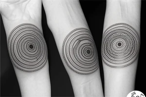 peaceful, circular, tattoo art, wristband, black and white tattoo idea