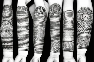 peaceful, circular, tattoo art, wristband, black and white tattoo idea