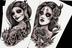Demon girl in dark style tattoo idea